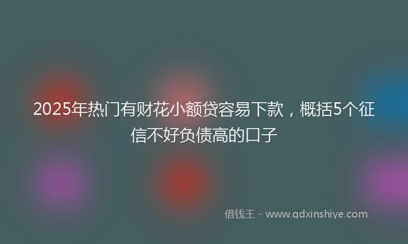 2025年热门有财花小额贷容易下款，概括5个征信不好负债高的口子