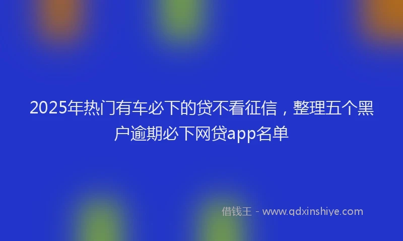 2025年热门有车必下的贷不看征信，整理五个黑户逾期必下网贷app名单
