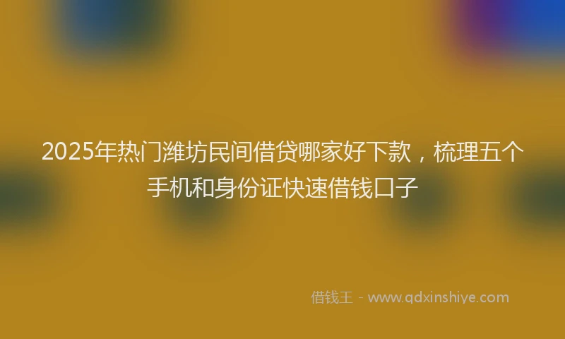 2025年热门潍坊民间借贷哪家好下款，梳理五个手机和身份证快速借钱口子