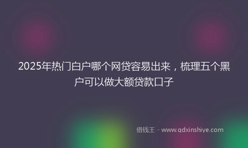 2025年热门白户哪个网贷容易出来，梳理五个黑户可以做大额贷款口子