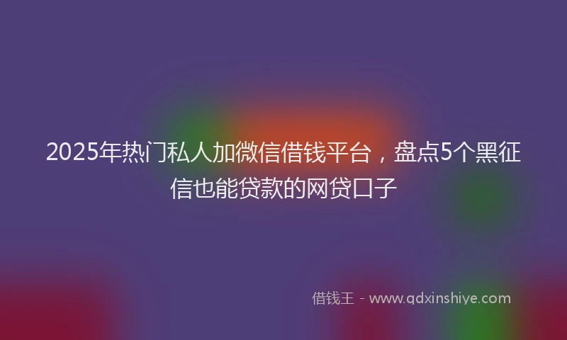 2025年热门私人加微信借钱平台，盘点5个黑征信也能贷款的网贷口子
