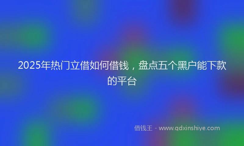 2025年热门立借如何借钱，盘点五个黑户能下款的平台