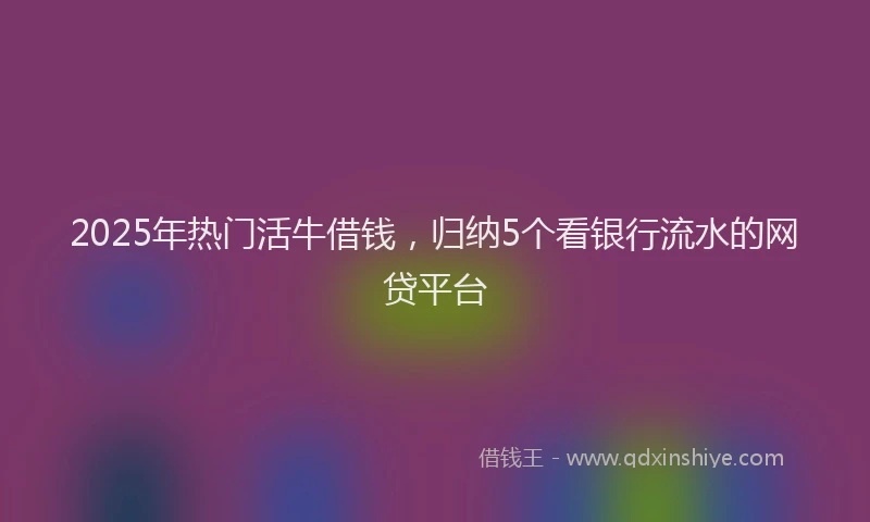 2025年热门活牛借钱，归纳5个看银行流水的网贷平台