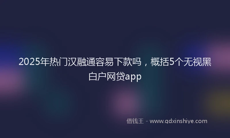 2025年热门汉融通容易下款吗，概括5个无视黑白户网贷app