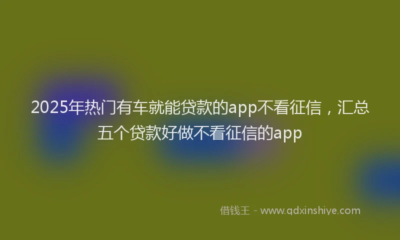 2025年热门有车就能贷款的app不看征信，汇总五个贷款好做不看征信的app