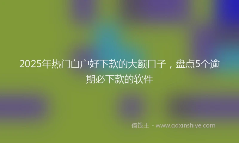 2025年热门白户好下款的大额口子，盘点5个逾期必下款的软件