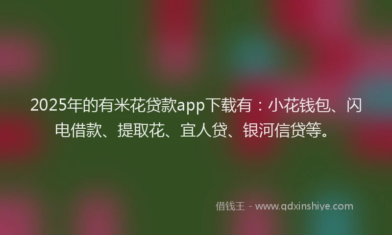 2025年的有米花贷款app下载有：小花钱包、闪电借款、提取花、宜人贷、银河信贷等。