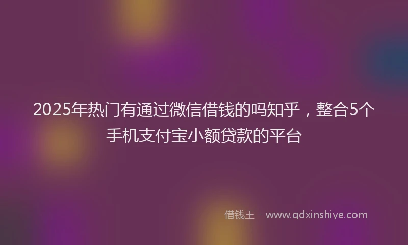 2025年热门有通过微信借钱的吗知乎，整合5个手机支付宝小额贷款的平台