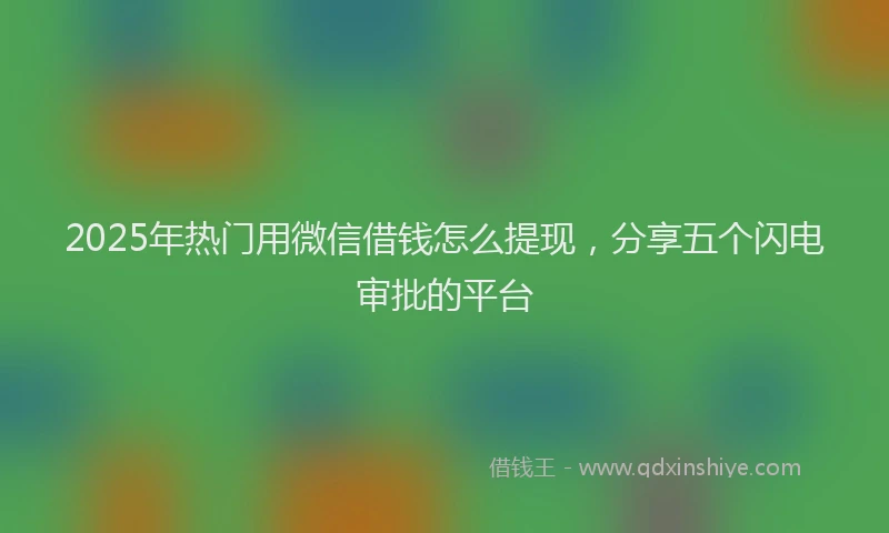 2025年热门用微信借钱怎么提现，分享五个闪电审批的平台