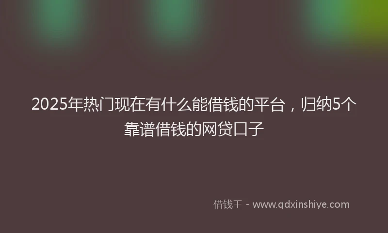 2025年热门现在有什么能借钱的平台，归纳5个靠谱借钱的网贷口子