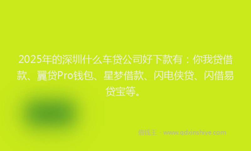 2025年的深圳什么车贷公司好下款有：你我贷借款、翼贷Pro钱包、星梦借款、闪电侠贷、闪借易贷宝等。