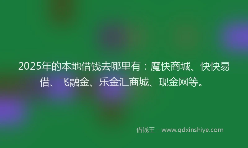 2025年的本地借钱去哪里有：魔快商城、快快易借、飞融金、乐金汇商城、现金网等。