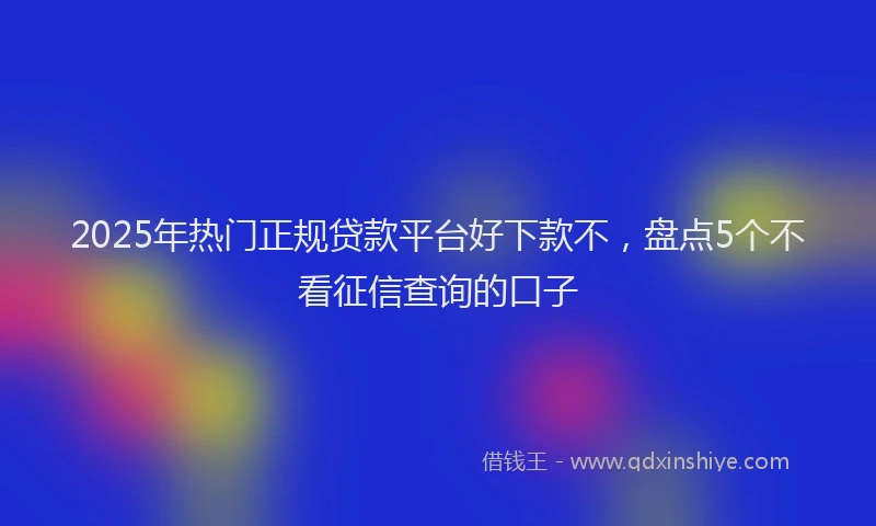 2025年热门正规贷款平台好下款不，盘点5个不看征信查询的口子