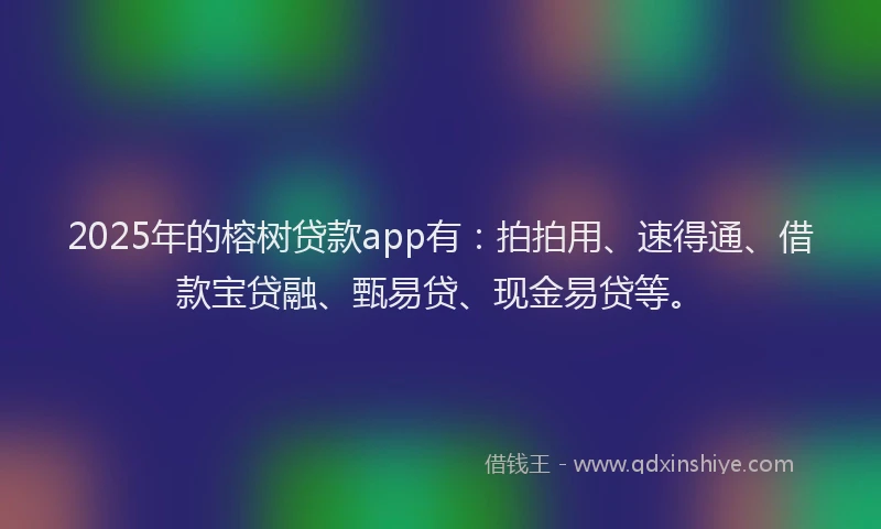 2025年的榕树贷款app有：拍拍用、速得通、借款宝贷融、甄易贷、现金易贷等。