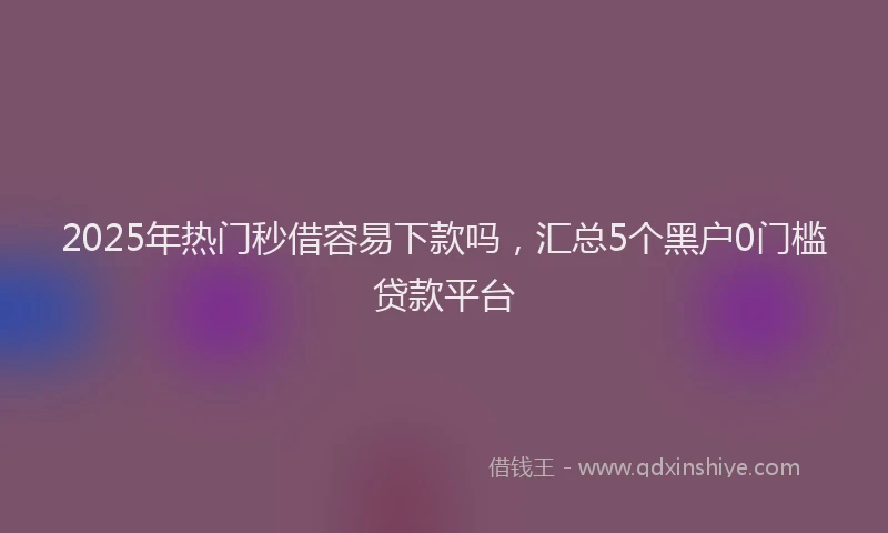 2025年热门秒借容易下款吗，汇总5个黑户0门槛贷款平台