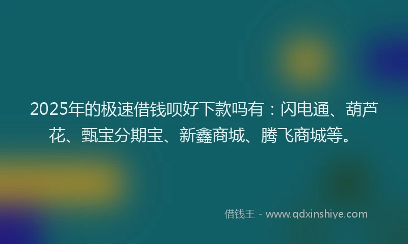 2025年的极速借钱呗好下款吗有：闪电通、葫芦花、甄宝分期宝、新鑫商城、腾飞商城等。