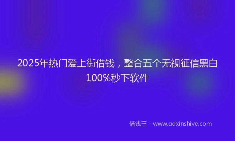2025年热门爱上街借钱，整合五个无视征信黑白100%秒下软件