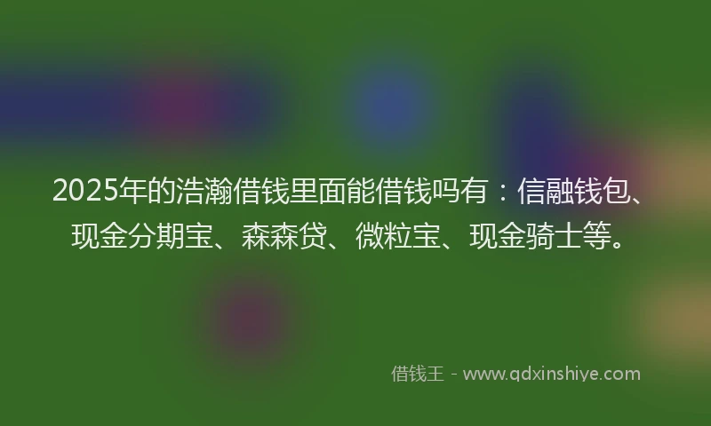 2025年的浩瀚借钱里面能借钱吗有：信融钱包、现金分期宝、森森贷、微粒宝、现金骑士等。