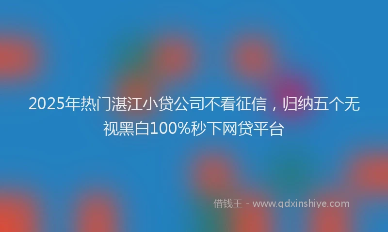 2025年热门湛江小贷公司不看征信，归纳五个无视黑白100%秒下网贷平台