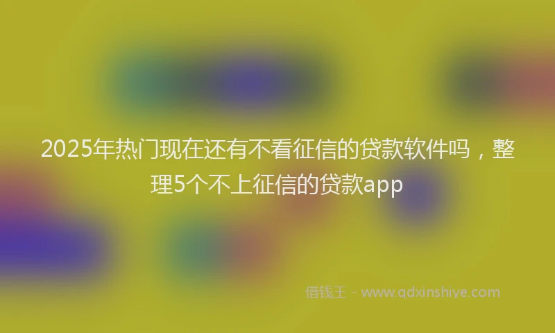 2025年热门现在还有不看征信的贷款软件吗，整理5个不上征信的贷款app