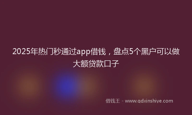 2025年热门秒通过app借钱，盘点5个黑户可以做大额贷款口子