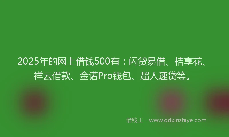 2025年的网上借钱500有：闪贷易借、桔享花、祥云借款、金诺Pro钱包、超人速贷等。