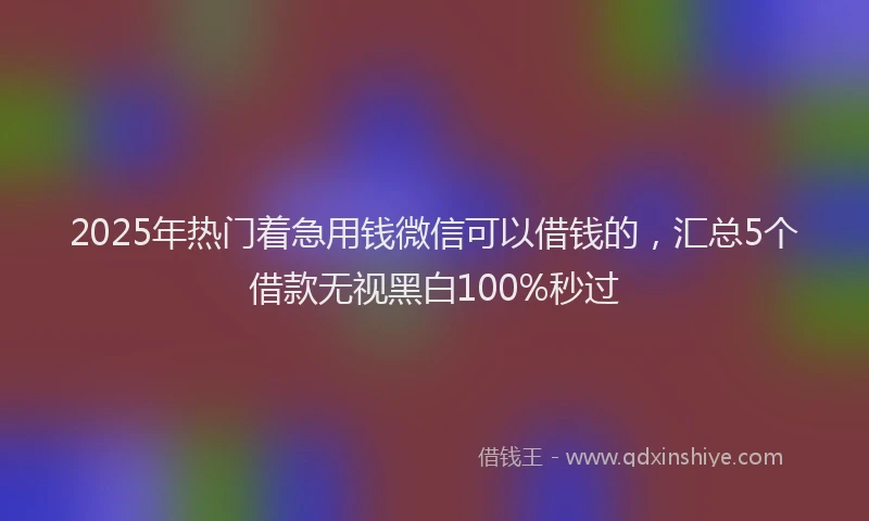 2025年热门着急用钱微信可以借钱的，汇总5个借款无视黑白100%秒过