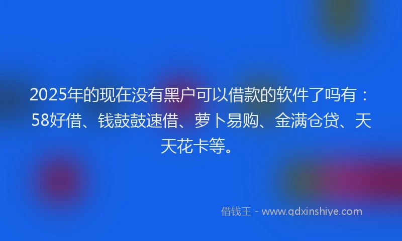 2025年的现在没有黑户可以借款的软件了吗有：58好借、钱鼓鼓速借、萝卜易购、金满仓贷、天天花卡等。