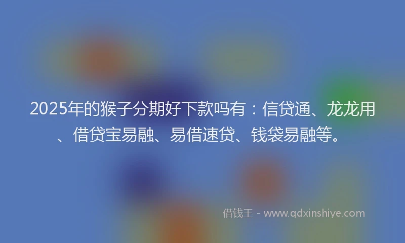 2025年的猴子分期好下款吗有：信贷通、龙龙用、借贷宝易融、易借速贷、钱袋易融等。
