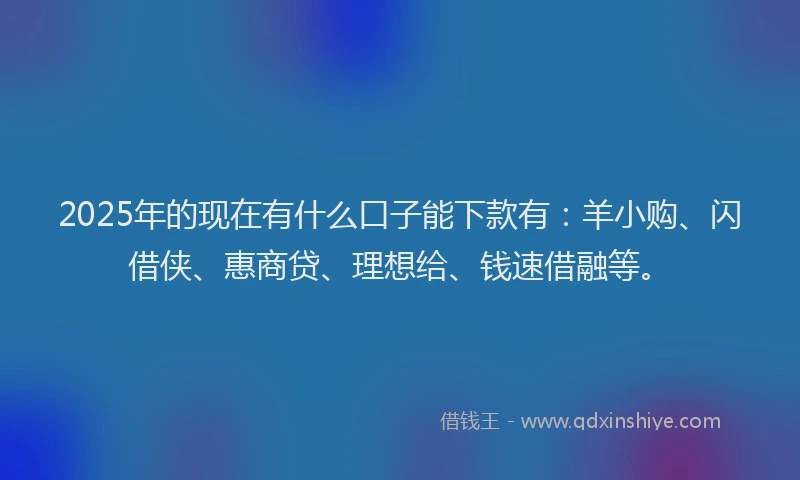 2025年的现在有什么口子能下款有：羊小购、闪借侠、惠商贷、理想给、钱速借融等。