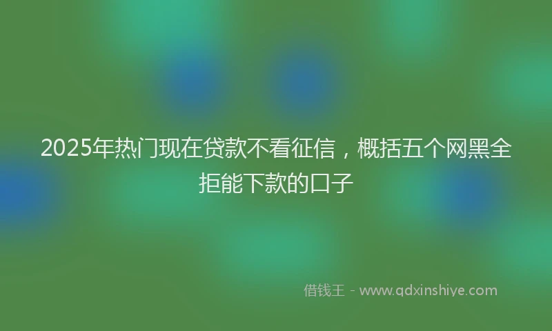2025年热门现在贷款不看征信，概括五个网黑全拒能下款的口子
