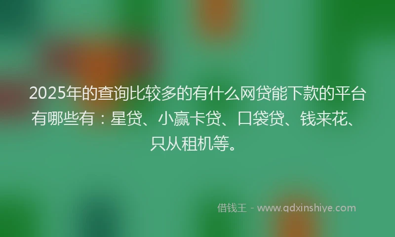 2025年的查询比较多的有什么网贷能下款的平台有哪些有：星贷、小赢卡贷、口袋贷、钱来花、只从租机等。