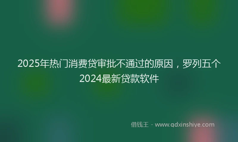 2025年热门消费贷审批不通过的原因，罗列五个2024最新贷款软件