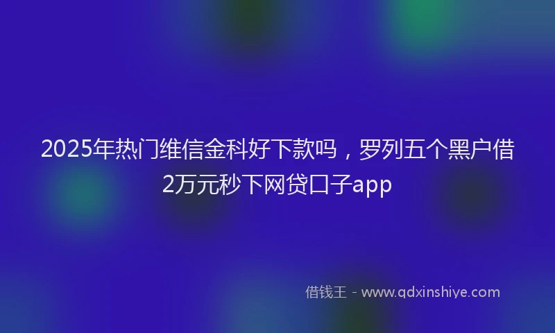 2025年热门维信金科好下款吗，罗列五个黑户借2万元秒下网贷口子app