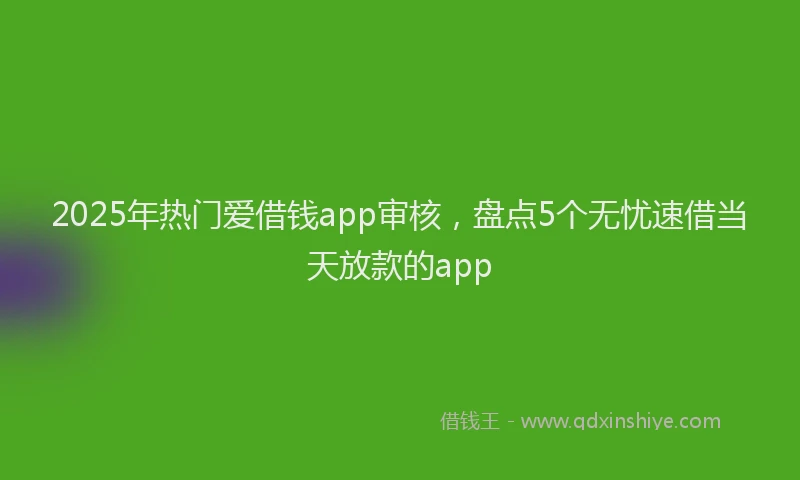 2025年热门爱借钱app审核，盘点5个无忧速借当天放款的app
