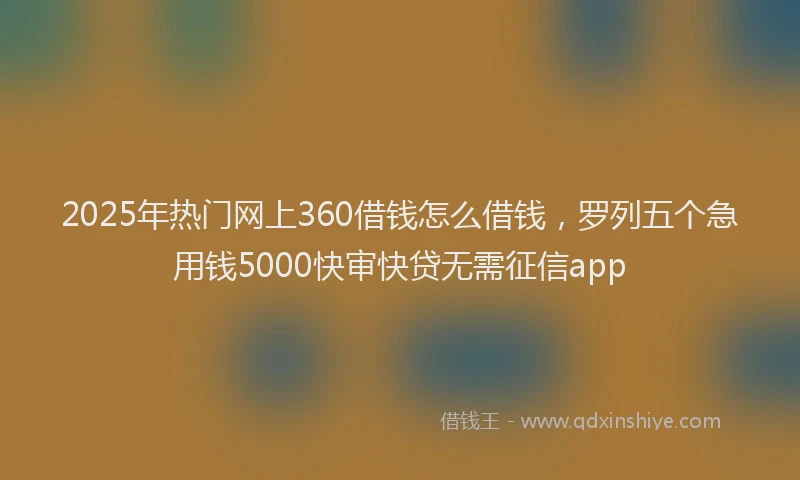 2025年热门网上360借钱怎么借钱，罗列五个急用钱5000快审快贷无需征信app