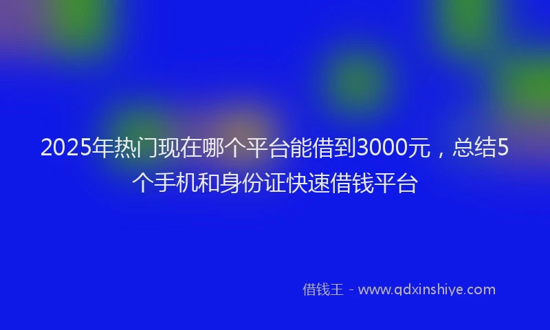 2025年热门现在哪个平台能借到3000元，总结5个手机和身份证快速借钱平台
