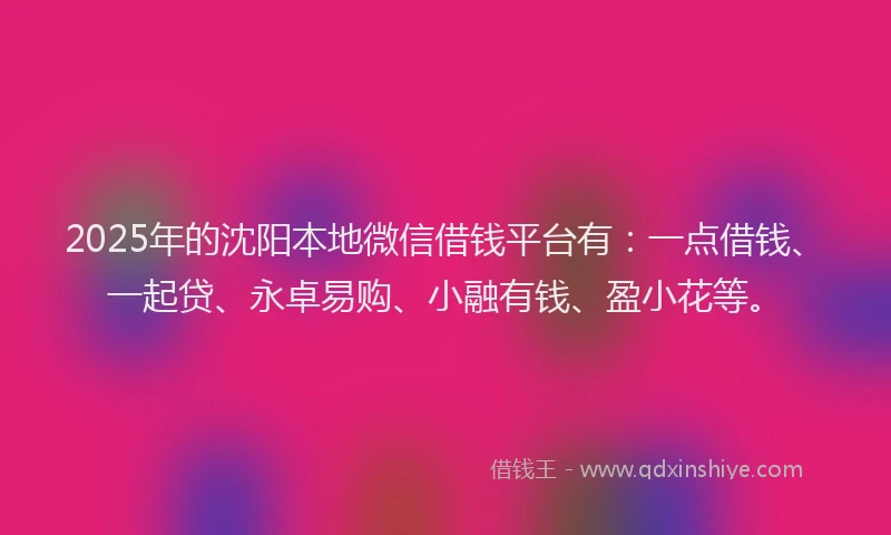 2025年的沈阳本地微信借钱平台有：一点借钱、一起贷、永卓易购、小融有钱、盈小花等。