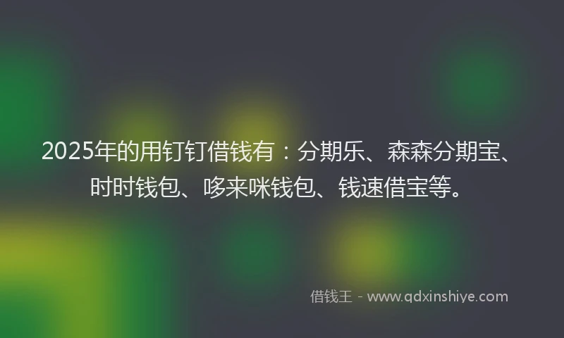 2025年的用钉钉借钱有：分期乐、森森分期宝、时时钱包、哆来咪钱包、钱速借宝等。
