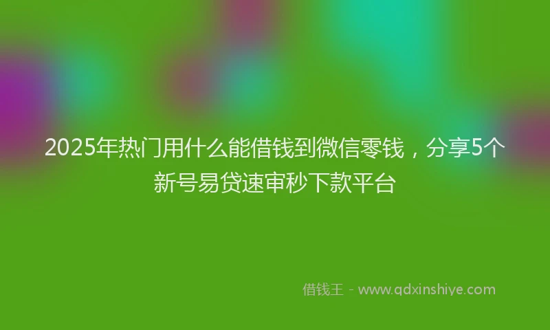 2025年热门用什么能借钱到微信零钱，分享5个新号易贷速审秒下款平台