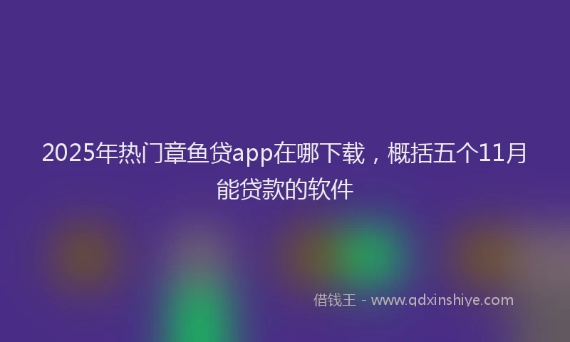 2025年热门章鱼贷app在哪下载，概括五个11月能贷款的软件
