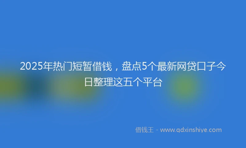 2025年热门短暂借钱，盘点5个最新网贷口子今日整理这五个平台