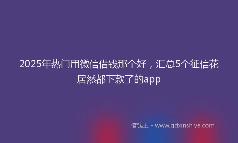 2025年热门用微信借钱那个好，汇总5个征信花居然都下款了的app