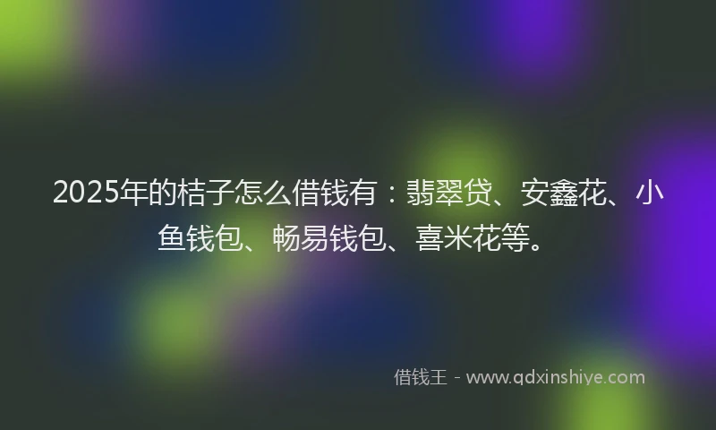 2025年的桔子怎么借钱有：翡翠贷、安鑫花、小鱼钱包、畅易钱包、喜米花等。