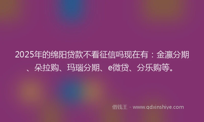 2025年的绵阳贷款不看征信吗现在有：金瀛分期、朵拉购、玛瑙分期、e微贷、分乐购等。