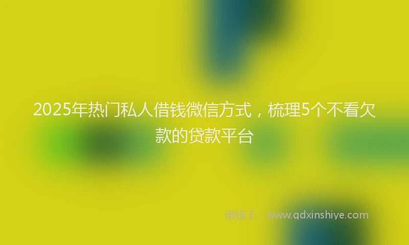 2025年热门私人借钱微信方式，梳理5个不看欠款的贷款平台