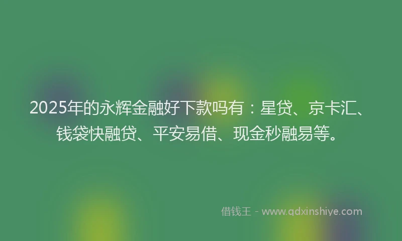 2025年的永辉金融好下款吗有：星贷、京卡汇、钱袋快融贷、平安易借、现金秒融易等。