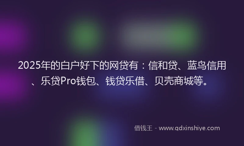 2025年的白户好下的网贷有：信和贷、蓝鸟信用、乐贷Pro钱包、钱贷乐借、贝壳商城等。