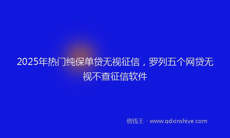 2025年热门纯保单贷无视征信，罗列五个网贷无视不查征信软件