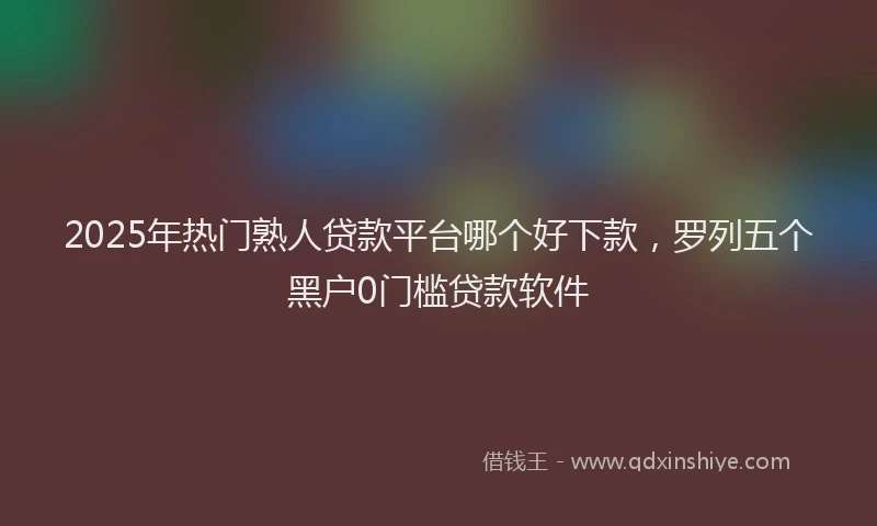 2025年热门熟人贷款平台哪个好下款，罗列五个黑户0门槛贷款软件